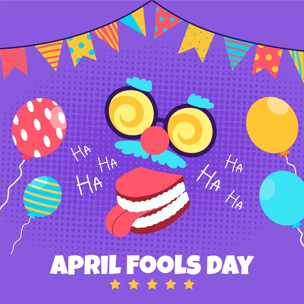 Vector hand drawn flat april fools day illustration