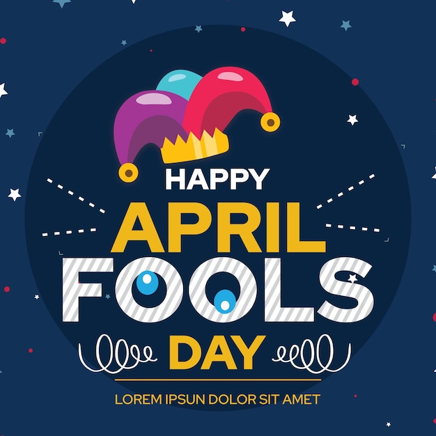 Vector hand drawn flat april fools day illustration