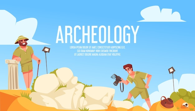 Hand drawn flat archeology background template