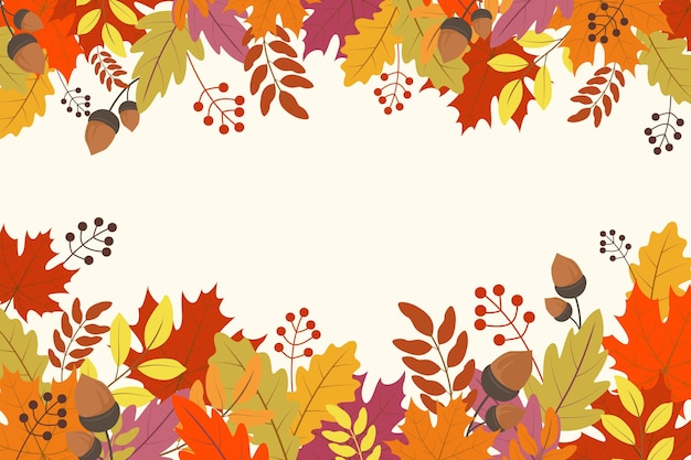 Vector hand drawn flat autumn background