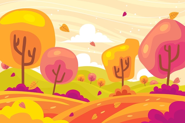 Vector hand drawn flat autumn background