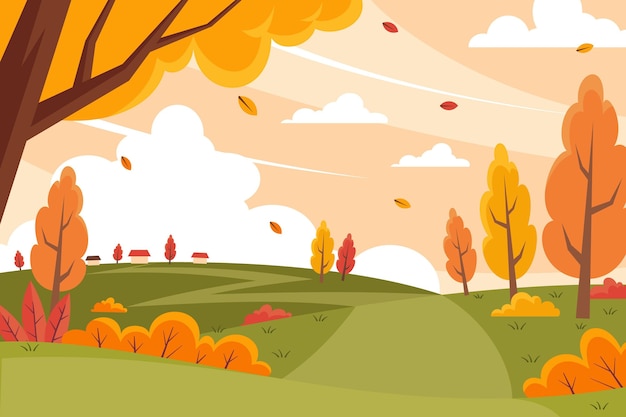 Vector hand drawn flat autumn background