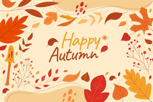 Vector hand drawn flat autumn background