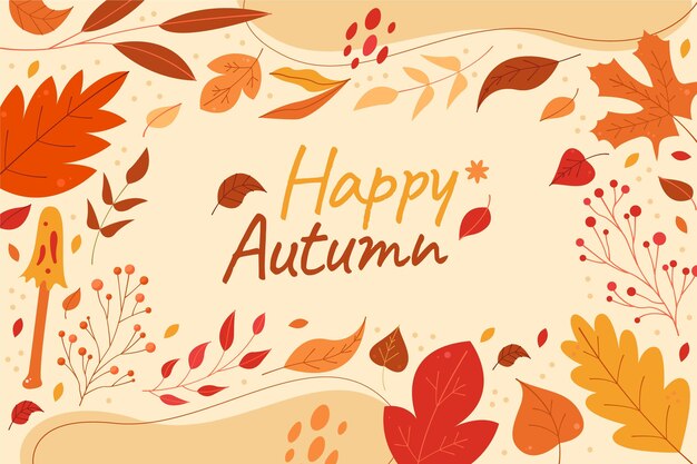 Vector hand drawn flat autumn background
