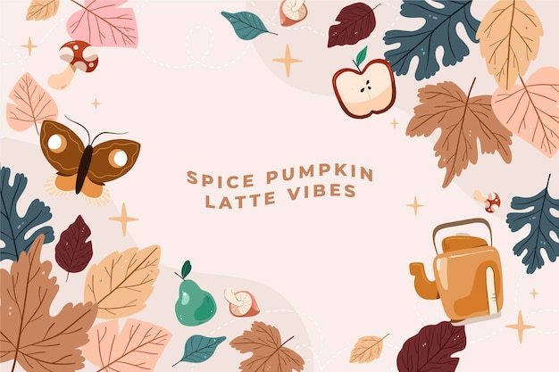 Vector hand drawn flat autumn background