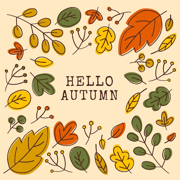 Vector hand drawn flat autumn background