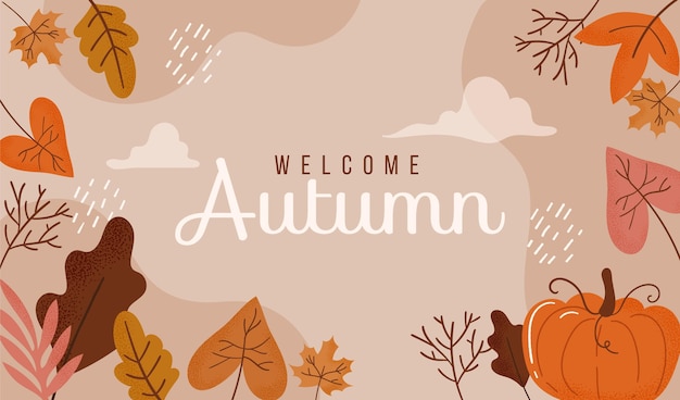 Vector hand drawn flat autumn background