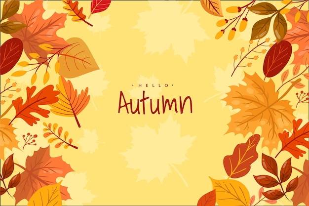 Vector hand drawn flat autumn background