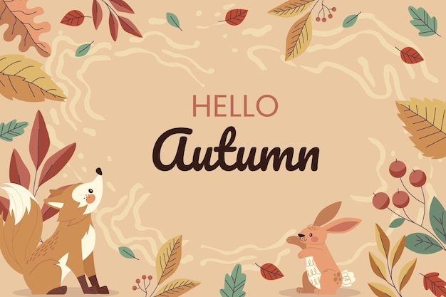 Vector hand drawn flat autumn background