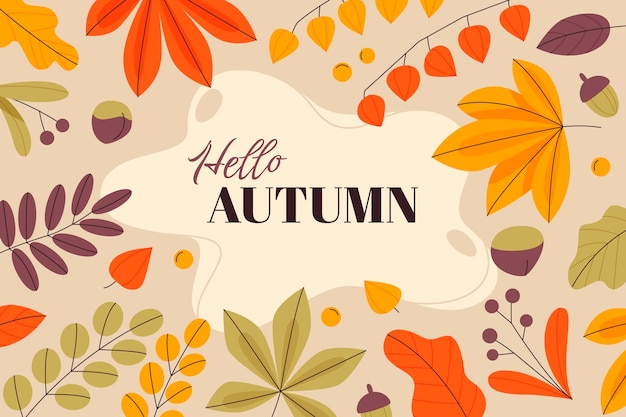 Vector hand drawn flat autumn background