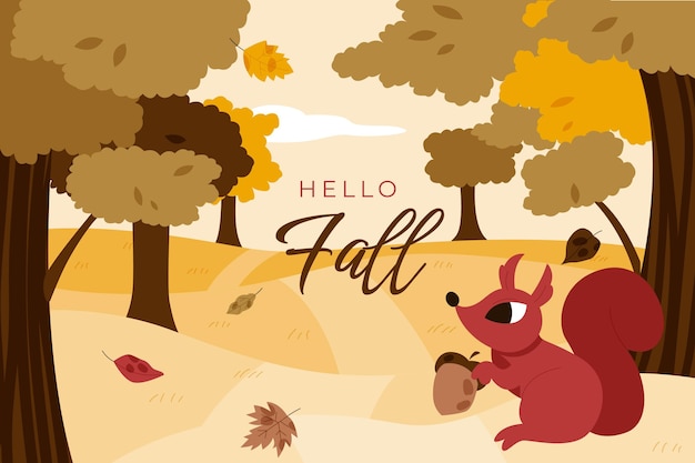 Vector hand drawn flat autumn background