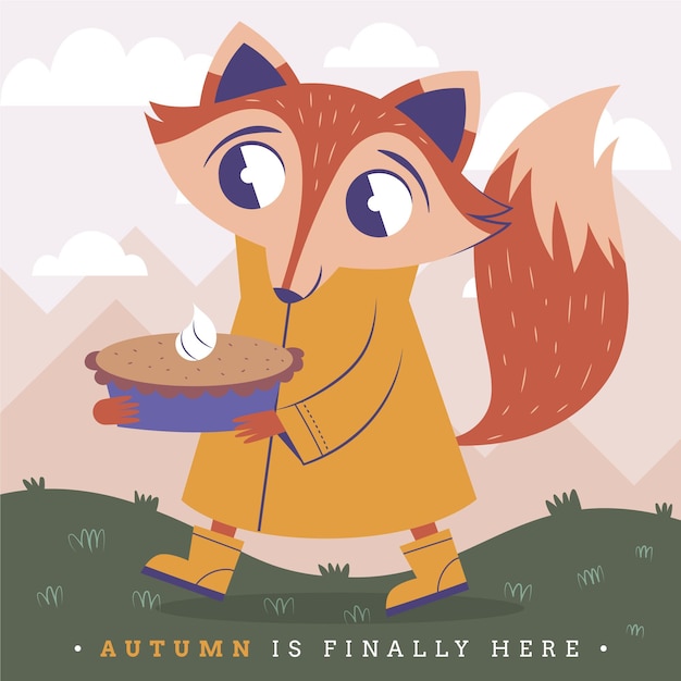 Vector hand drawn flat autumn illustration