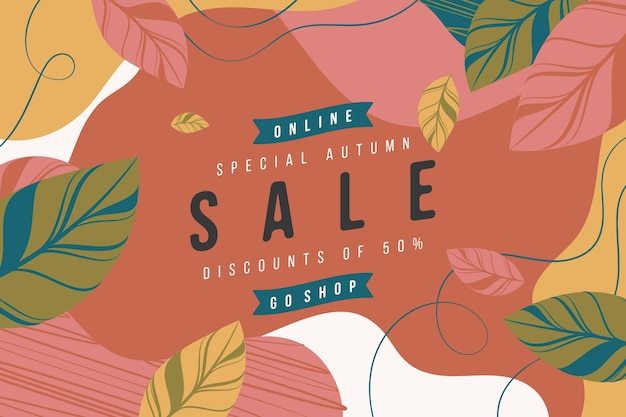 Hand drawn flat autumn sale background