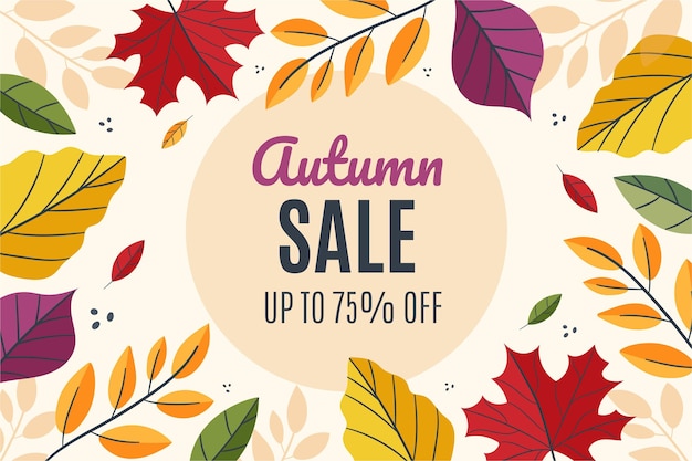 Vector hand drawn flat autumn sale background