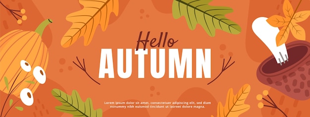 Vector hand drawn flat autumn social media cover template