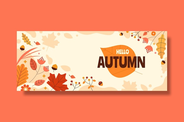 Vector hand drawn flat autumn social media cover template