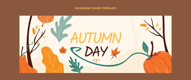 Hand drawn flat autumn social media cover template