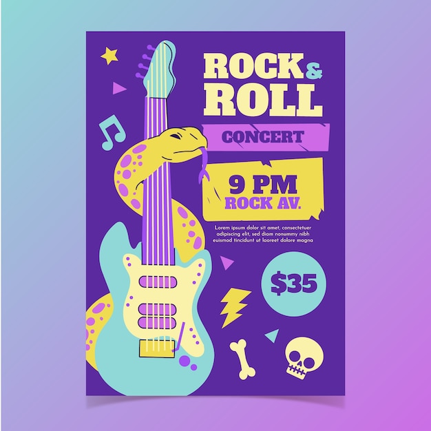 Hand drawn flat band poster template