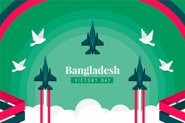 Vettore fondo piatto disegnato a mano del giorno della vittoria del bangladesh