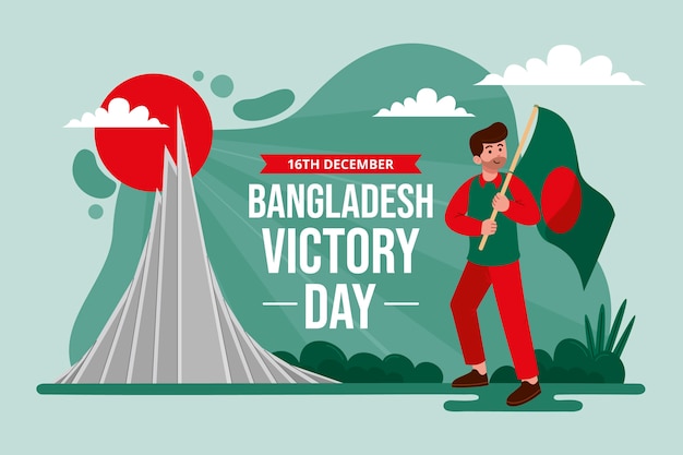 Fondo piatto disegnato a mano del giorno della vittoria del Bangladesh