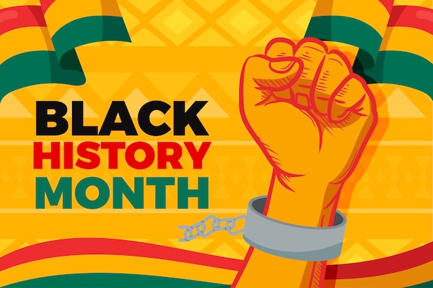 Vector hand drawn flat black history month background