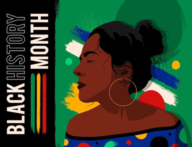 Vector hand drawn flat black history month illustration