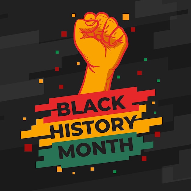 Vector hand drawn flat black history month illustration