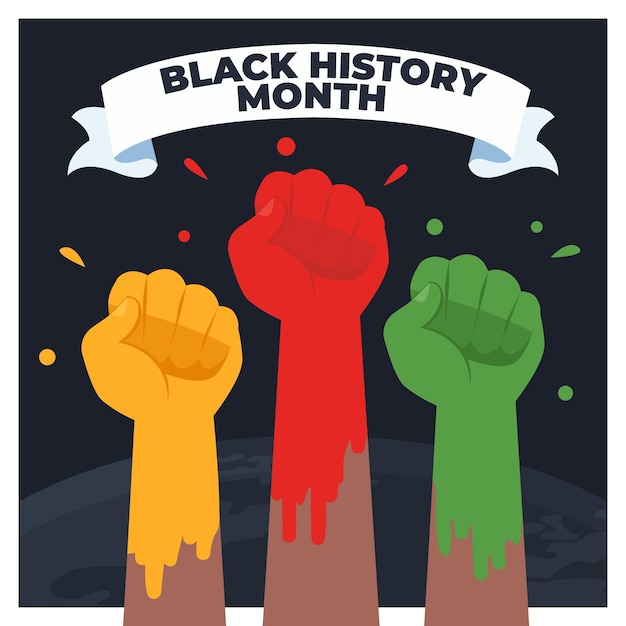 Vector hand drawn flat black history month illustration