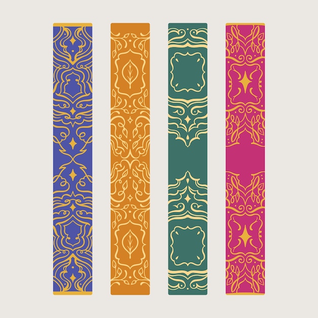 hand drawn flat book spine