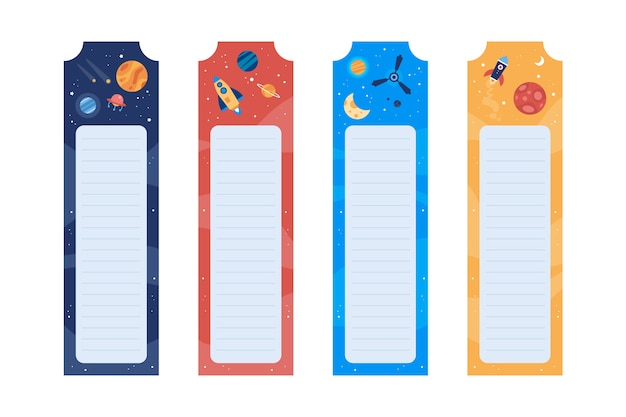 Hand drawn flat bookmarks