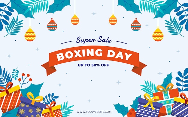 Vector hand drawn flat boxing day sale background