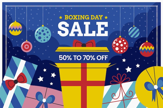 Vector hand drawn flat boxing day sale background