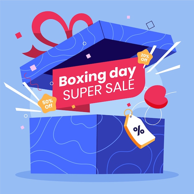 Vector hand drawn flat boxing day sale banner illustration