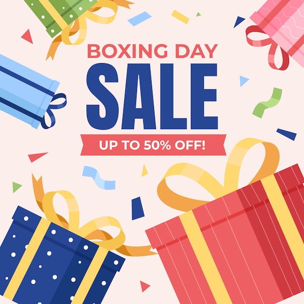 Vector hand drawn flat boxing day sale illustration
