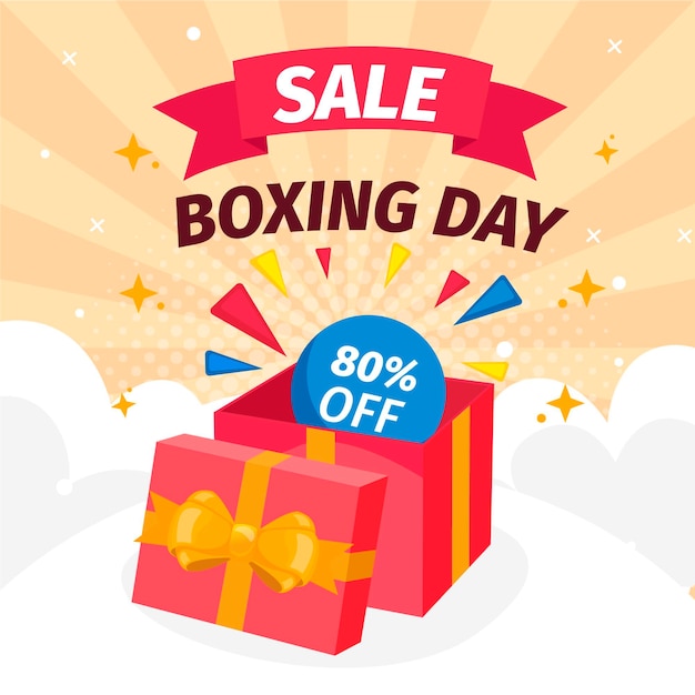 Vector hand drawn flat boxing day sale illustration