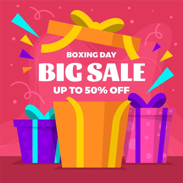 Vector hand drawn flat boxing day sale illustration