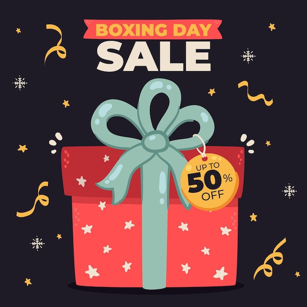 Vector hand drawn flat boxing day sale illustration