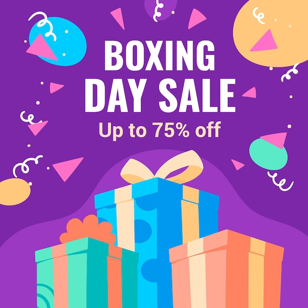 Vector hand drawn flat boxing day sale illustration