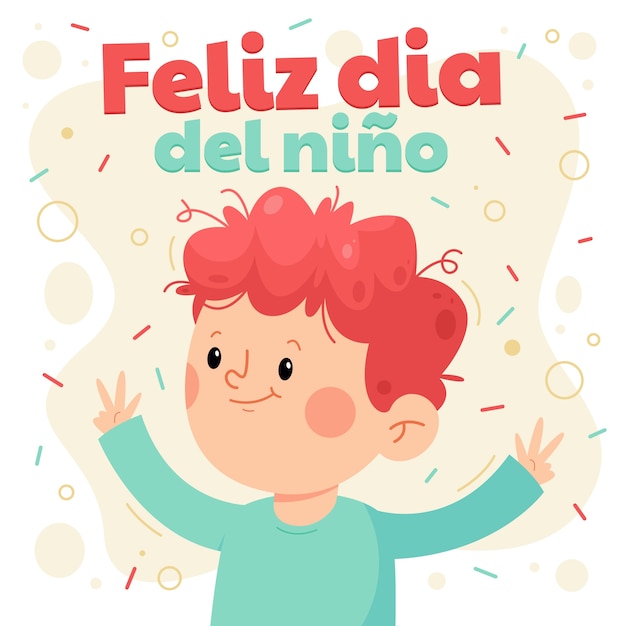 Vector hand drawn flat children's day in spanish illustration