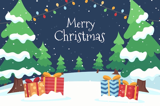 Hand drawn flat christmas background