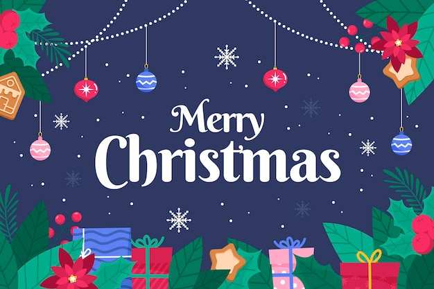 hand drawn flat christmas background
