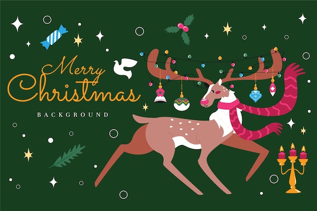 Hand drawn flat christmas background