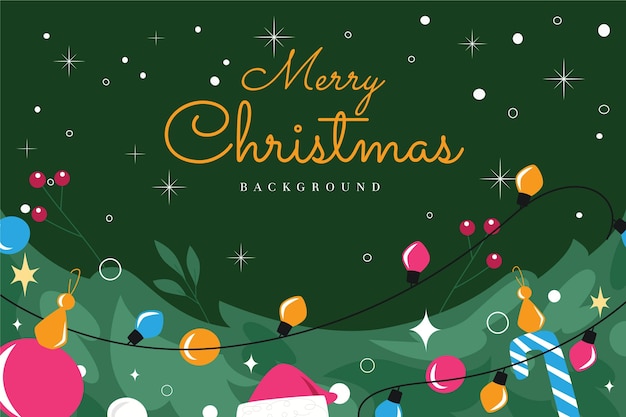 Vector hand drawn flat christmas background