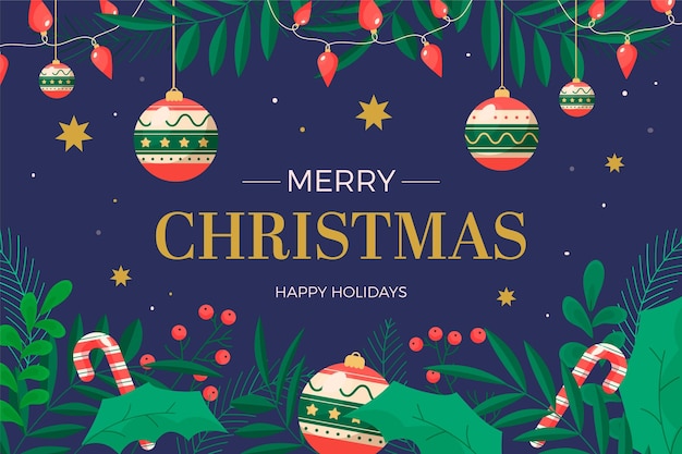 Vector hand drawn flat christmas background