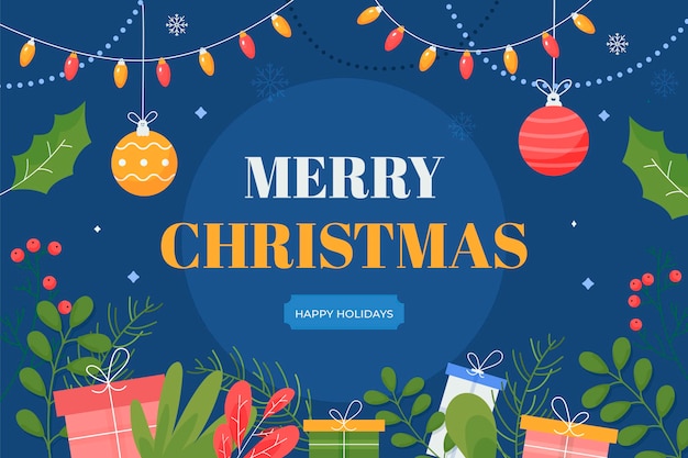 Vector hand drawn flat christmas background