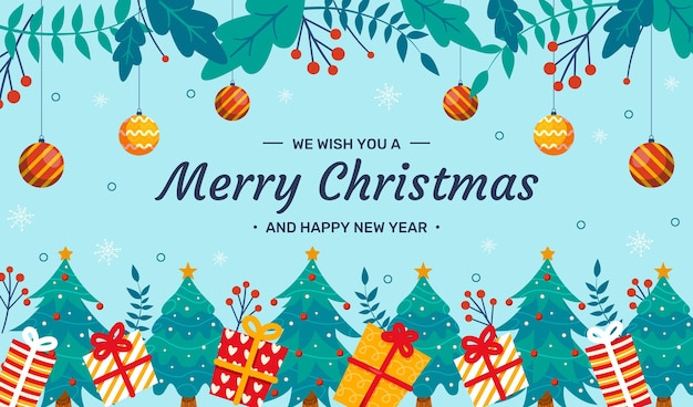hand drawn flat christmas background