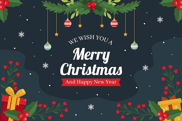 hand drawn flat christmas background