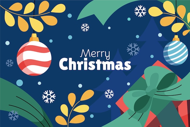 Vector hand drawn flat christmas background