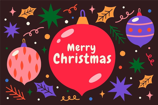 Hand drawn flat christmas background