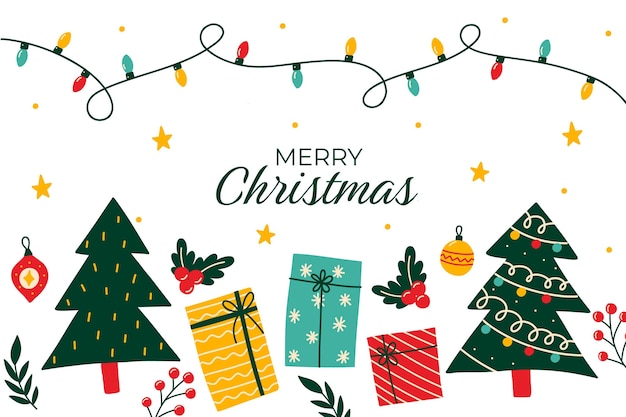 Vector hand drawn flat christmas background